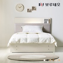 보루네오 르제아Po 침대 본넬유로탑매트리스 LED 3서랍 수납 세트 SS, 화이트워시