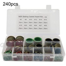특수 와샤240pcs 고프레스 유압 고무 오일 파이프 씰 가스켓 NBR 금속 링 구색 키트, 한개옵션0