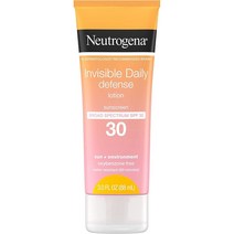 Neutrogena 인비지블 데일리 디펜스 선크림 로션 브로드 스펙트럼 SPF 30 방수 옥시벤존 프리 산화 방지제 89ml 1개, 4개