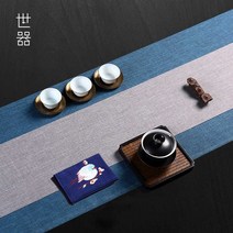 다도매트 천 테이블 차판 차 헝겊 티매트 러너, 진그레이 250x40+브라운 250x20cm