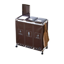 센스큐 이지핏 리치 3구 가정용 재활용 분리수거함, 브라운, 2개