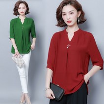 [CESS] 3095 차이나 브이넥 쉬폰블라우스 4색상