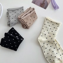 [1+1]12 도트 땡땡이 중목양말 사계절 4컬러 여자 데일리 면양말
