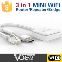 Vonets VAR11N-300 미니 와이파이 무선 네트워킹 라우터 및 브리지 리피터 1 WAN/1 LAN AP, 단일옵션