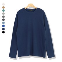 오마보이 남성용 10컬러 특양면 무지 긴팔 라운드 티셔츠