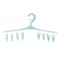 휴대용 플라스틱 옷걸이 랙 분리형 클립 빨래 집게 옷걸이 양말 속옷 건조 클립, 하나, blue