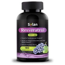 sylan trans resveratrol 1000mg 180 캡슐 항산화 노화 방지 보충제는 심장 건강을 지원합니다 자연 체중 감소 관절 지원 뇌 기능 amp 미국산 면역 체계