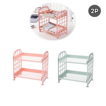 DIY 선반 2P 조립식 2단 미니 다용도 선반 펜트리 사무실 욕실 원룸 선반, ◐핑크2P★⊙