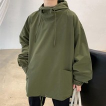 카키색 남자 봄 가을 캐주얼 패션 후드 긴팔 티셔츠