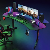 아우스 위너렉스 JET LED 카본 프리미엄 게이밍책상 컴퓨터책상, RGB형(선반 포함)