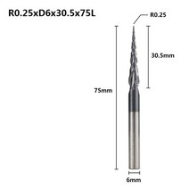 밀링공구 텅스텐 카바이드 엔드 밀 테이퍼 볼 노즈 엔드 밀 r0.25-r2.0 cnc, R0.25xD6x30.5x75L