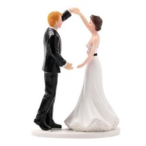 웨딩 케이크 토퍼 춤 인형 신부와 신랑 커플 피규어 발렌타인 데이 장식, 검정색과 흰색, 수지