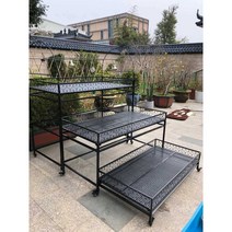 화분받침대 철제화분랙 다육이 선반 베란다 테라스 정원, 100x50x120 3겹 (기본 검정색)