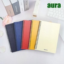아우라 칼라 엠보 트윈링 스프링 유선 미니 노트 필기 공책, 아이보리
