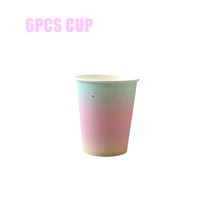 생일장식 여아 레인보우 생일 파티 장식 일회용 식기 종이 접시 컵 냅킨 풍선 용품, [03] 6pcs cup