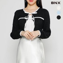 [BNX] 여성 리본 라인 배색 크롭 가디건