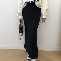 라니네 / 66까지 스판 플리츠 머메이드 스커트 맥시