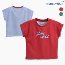 CURLYSUE 컬리수 우븐믹스 티셔츠 C212TSG62P 여름