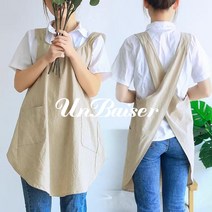 UNBAISER 바리스타 X자 크로스 어깨끈 앞치마 2color, 그레이[단일]