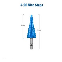 저렴한 Step Drill Bit Straight/Spiral Groove 1/4'' Hex Shank Hole Opener For Deburring Chamf, 05 4 20mm Spiral groove