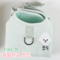 리토가토 러비 커스텀 캐릭터 강아지 하네스 민트 (컴퓨터 자수) 동물학교 추천, 블루