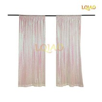 2 패널 피트 x 8 실버 쉬머 스팽글 패브릭 사진 부스 배경 커튼 웨딩 파티 장식, 2pc 2x12ft-60x360cm, Changed White