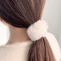 2개세트) 자국X 핑크뮬리 밍크 에코퍼 짱짱한 헤어끈 1+1 / 수공예 털 고무줄