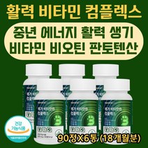 수용성 비타민 B군 비군 최대함량 에너지 항산화 활기 면역 항산화 비오틴 셀레늄 판토텐산 엽산 나이아신 활력 영양제 피로 피곤 중년 장년 직장인 성인 남자 여자 90캡슐X6통