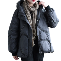 도오빠 크니케 여성 경량 패딩 점퍼 루즈핏 후드 집업 다운 숏패딩 여자패딩 겨울 방한 가벼운 아우터 프리사이즈