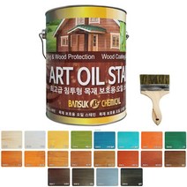 오일스테인 방부목 데크 목재 나무 페인트 오일스텐 4L + 붓4인치, 4리터, 애플민트