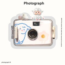 폴라로이드 필름카메라 레트로 예쁜카메라 미니 원래 디자인 폭력적인 곰 포인트 앤 슛 롤, 패키지 1 선물 상자 (18 컬러 필름 롤 포함), 인형과 어린 양