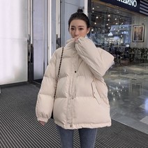 【DF】여성 짧은 면화 패딩 자켓 한국식 느슨한 코튼 패딩 코트 겨울 두꺼운 코트 코튼 패딩 자켓 유행 빵 코트