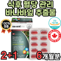 바나나잎 바나바잎 크로솔산 코로솔산 코르솔산 캐나다 직수입 직구 HBCC 추출물 슈가 블러드 blood sugar 정 비타민c 건강 기능 식품 아연 셀렌 식약처 인증 식약청 인정, 180정(6개월분)