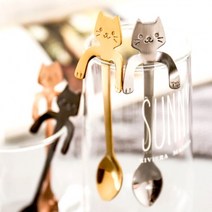 스푼 숏 DD-11465 팔 컵걸이 커피 고양이 11.8cm 티, 실버, 실버