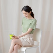 no.20805 레이온+스판 보트넥 세로골지 니트탑