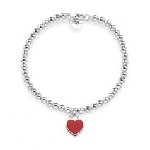 티파니 70299607 (GRP12062) 리턴 투 티파니 레드 하트 태그 비드 M 다이아몬드 실버 팔찌