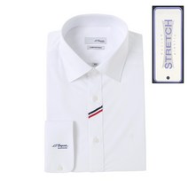 듀퐁셔츠 SE2FM22LS931SWH 컴포터블 라인 스트레치 화이트 솔리드 플라켓 삼선 포인트 슬림핏 스판 셔츠