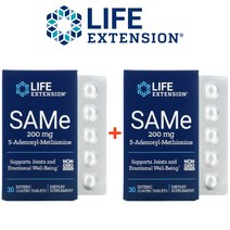 (1+1) 라이프익스텐션 SAMe 샘이 아데노실 메티오닌 만니톨 200mg 장용코팅 타블렛 30정 2팩 갱년기영양제