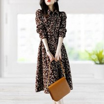 요모조모 1752 잔플라워 패턴 카라 원피스