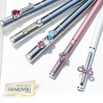 베르티니 볼펜 선물세트 프리미엄 명품 볼펜 각인 스와로브스키 스톤 SWAROVSKI 진급 취업 교수님 어버이날 생일 선물, 7. 리본 핑크