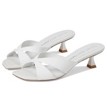 스튜어트 와이츠먼 Miami 가죽 여자여름샌들 슬리퍼힐 화이트