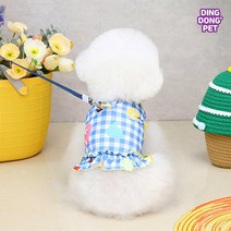 딩동펫 강아지 비치 원피스 하네스, 색상:비치 원피스 하네스 블루 L