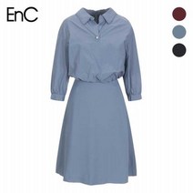 이앤씨 EnC 7부 펄 단추 플레어 원피스 ENOW838A1O