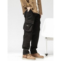 멀티 포켓 남성 스트레이트 카고 팬츠 밀리터리