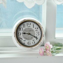 꼬떼따블 프렌치 빈티지 엔틱 올드타운 화이트 원형 인테리어 벽시계(HLCQ186235G)