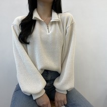 VANANA2 국내제작 코듀로이 아노락 반집업 긴팔 니트 티셔츠 3color