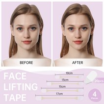 메이크업을 위한 얇은 얼굴 스티커 투명 보이지 않는 접착 테이프, 스킨 컬러 바 4개 + 투명 패치 20개
