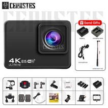 짐벌캠 viran 액션 카메라 4k 60fps 원격 제어 화면 방수 스포츠 카메라 드라이브 레코더 액션 캠 사진 카메라, 액션 카메라-e, 128g 카드로