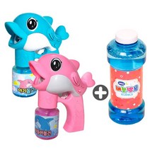 스타토이 아기돌고래자동버블건+버블액500ml/비눗방울놀이, 블루+버블액500