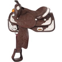 Tough 1 Seven Oaks 실버 쇼 안장, 15-Inch, 다크 오일.